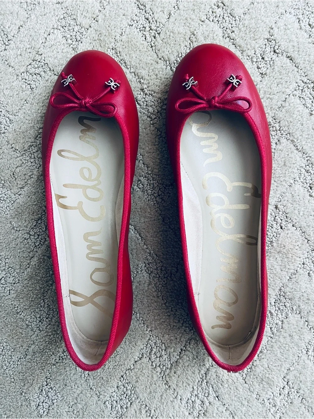 Sam Edelman Red Leather Bow Ballet Flats